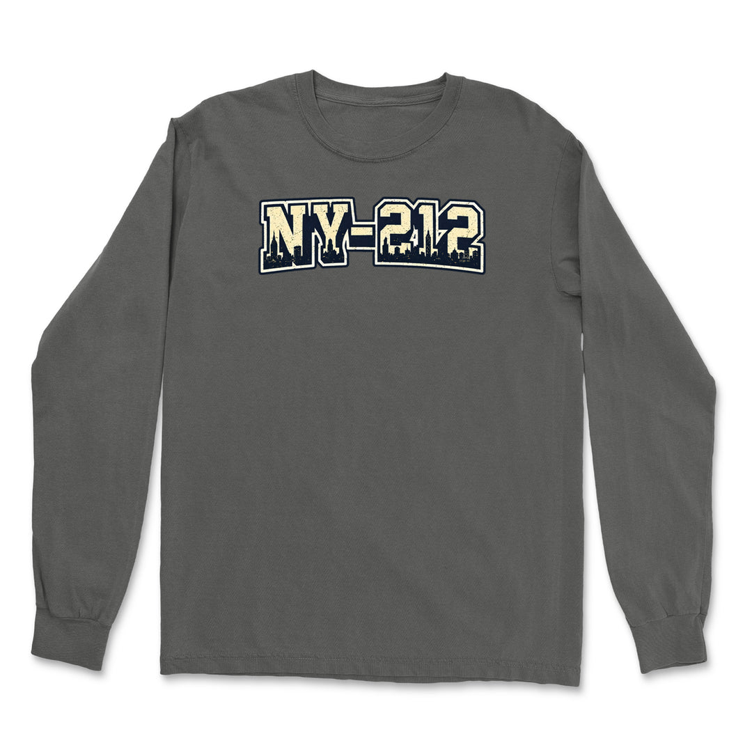 New York City 212 Area Code Skyline  Vintage Soft Long-Sleeve T-shirt 