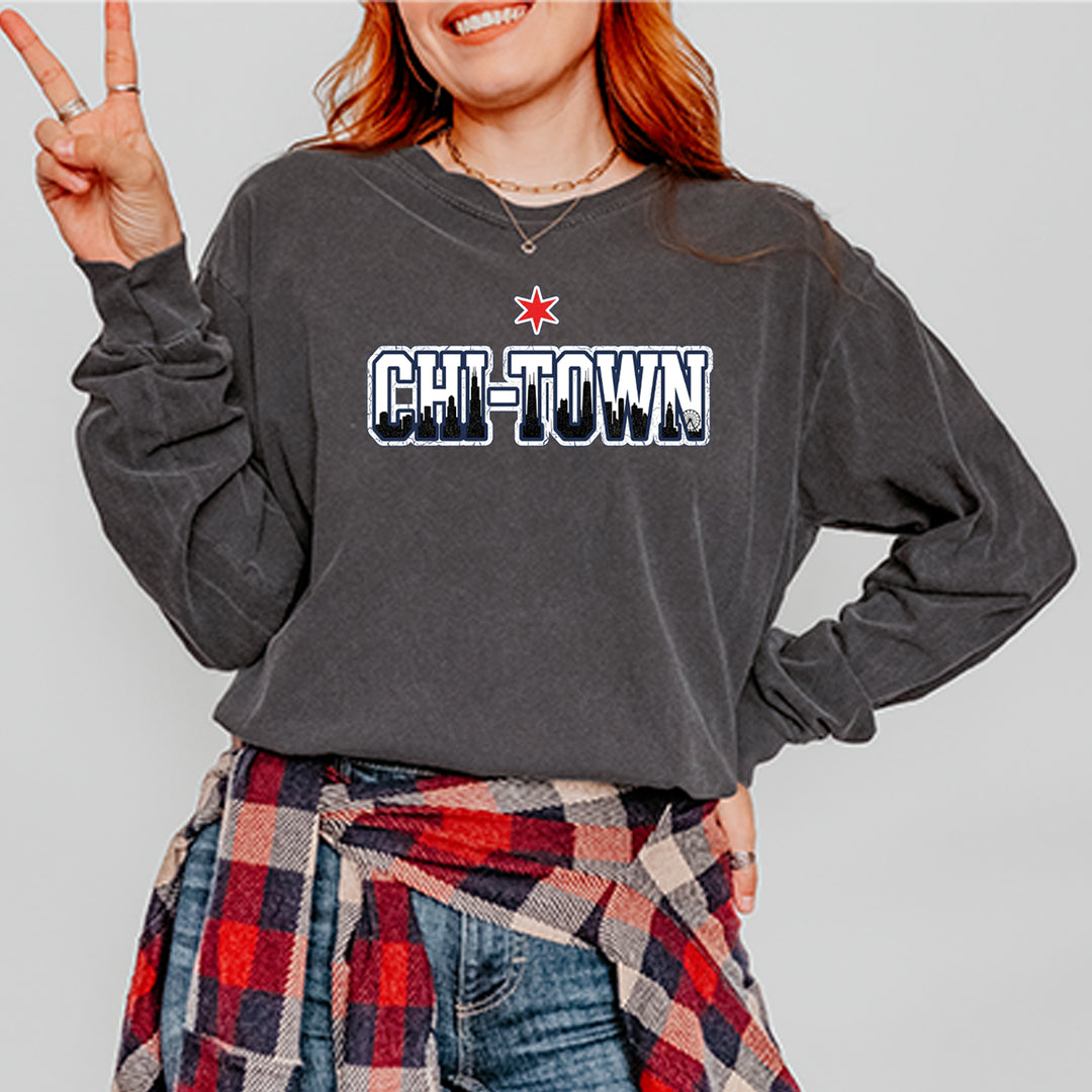 Chicago Chi-Town City Pride Vintage Soft Long-Sleeve T-shirt 