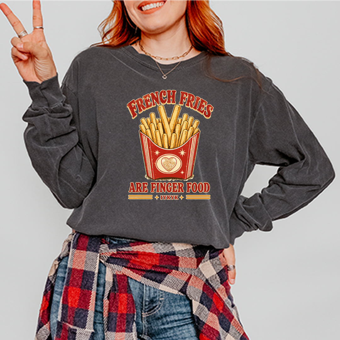 French Fries Are Finger Food IYKYK Vintage Soft Long-Sleeve T-shirt 