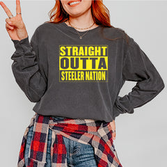 Straight Outta Steeler Nation Football  Vintage Soft Long-Sleeve T-shirt 
