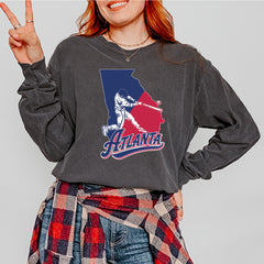 Atlanta Georgia Batter Up Vintage Soft Long-Sleeve T-shirt 