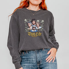 Golden Chain Thug Life Girls Vintage Soft Long-Sleeve T-shirt 