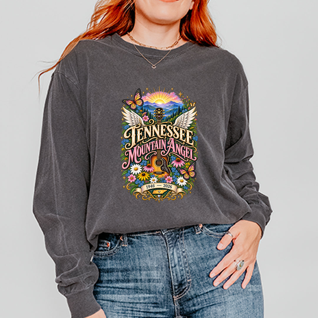 Tennessee Mountain Angel Wings Dolly Vintage Soft Long-Sleeve T-shirt 