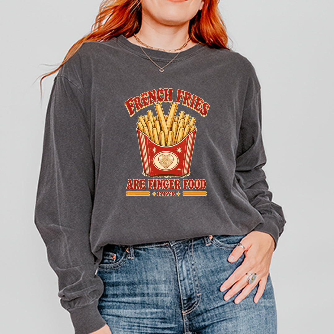 French Fries Are Finger Food IYKYK Vintage Soft Long-Sleeve T-shirt 