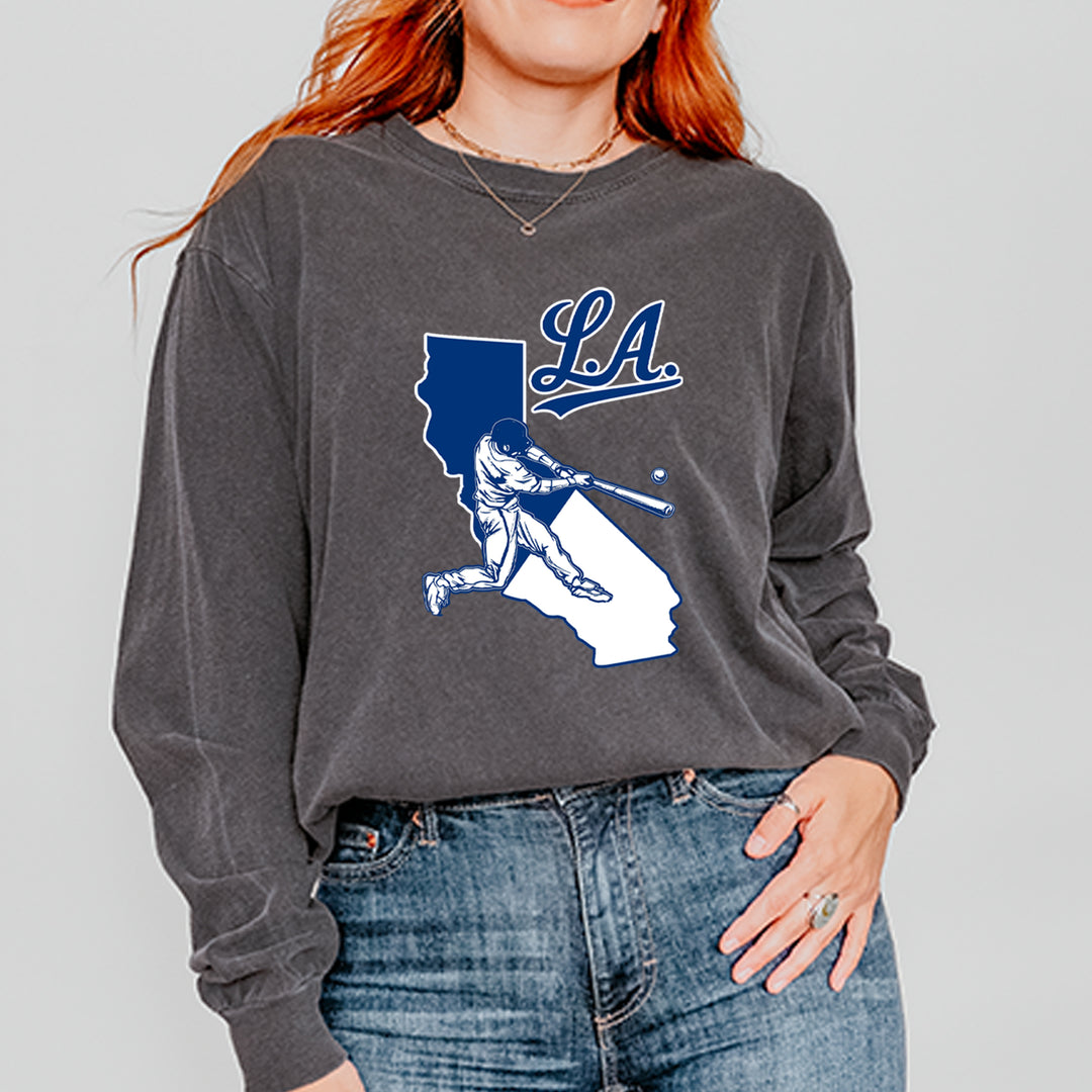 Los Angeles Baseball Batter Up Vintage Soft Long-Sleeve T-shirt 