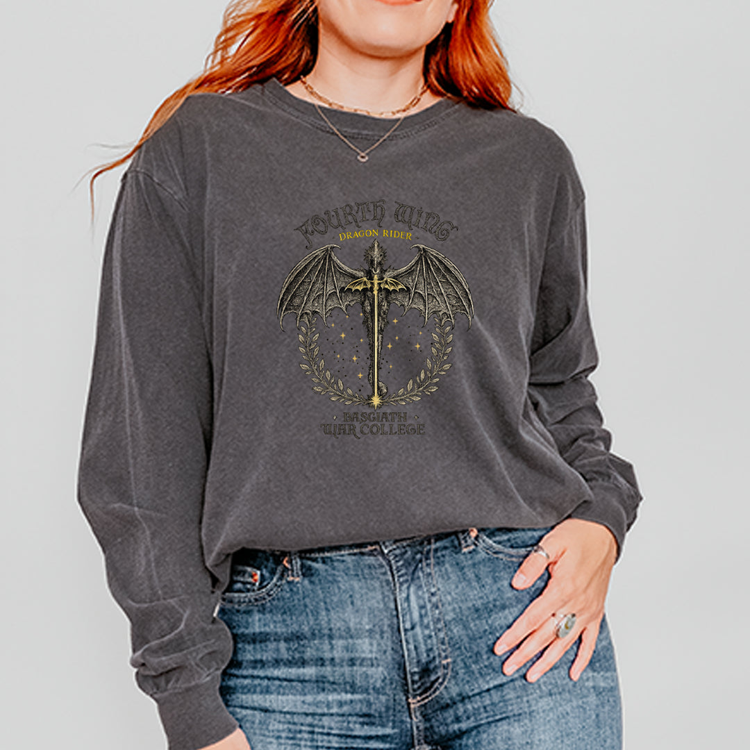 Fourth Wing Dragon Rider Vintage Basgiath War College Vintage Soft Long-Sleeve T-shirt 