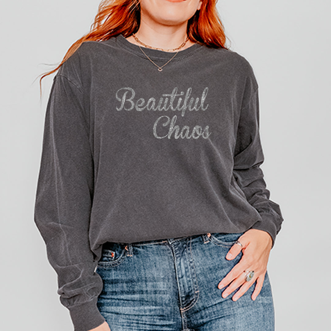 Beautiful Chaos Glitter Music Festival Vintage Soft Long-Sleeve T-shirt 