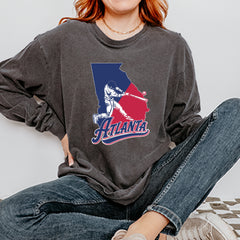 Atlanta Georgia Batter Up Vintage Soft Long-Sleeve T-shirt 
