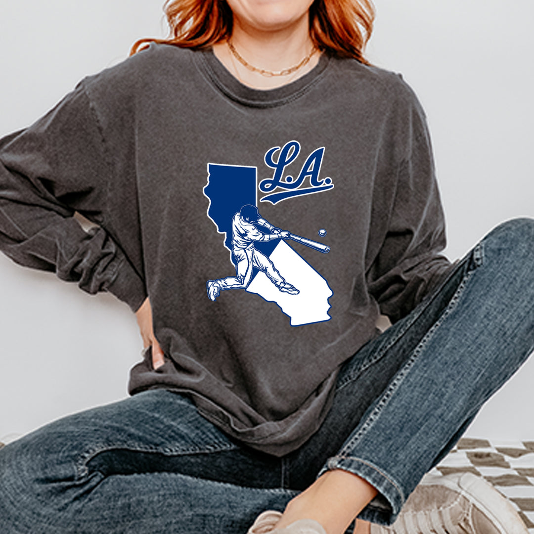 Los Angeles Baseball Batter Up Vintage Soft Long-Sleeve T-shirt 
