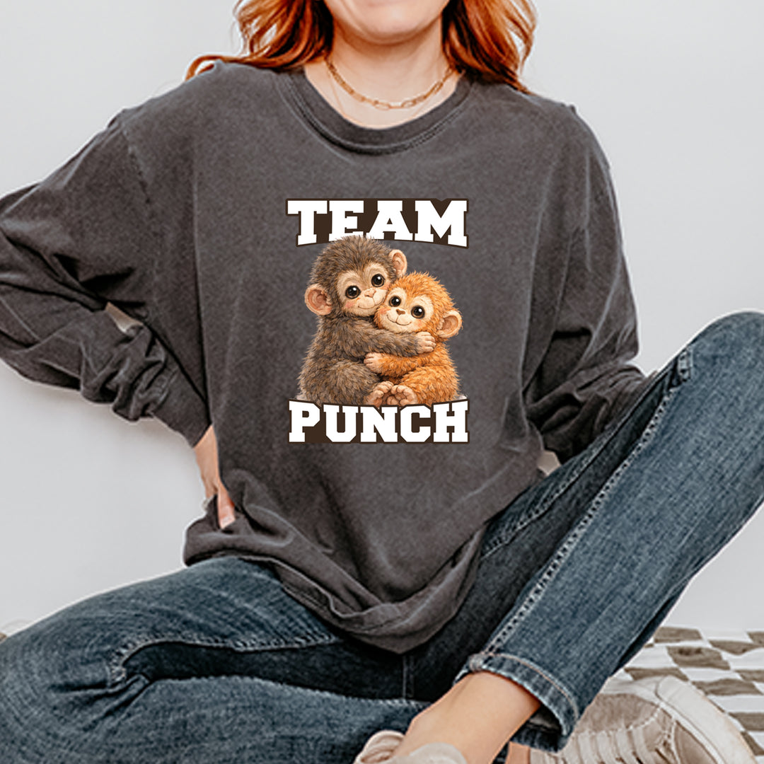Team Punch Panchi-kun Monkey Vintage Soft Long-Sleeve T-shirt 