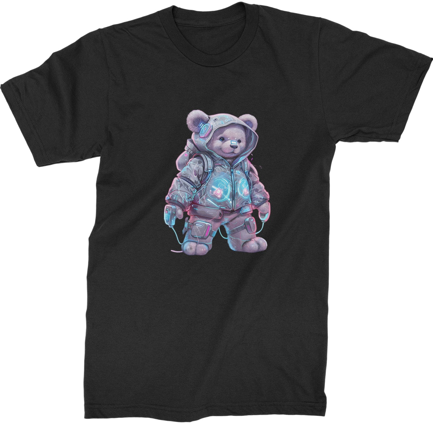 Cyberpunk Adventure Urban Graffiti Bear  Mens T-shirt Black