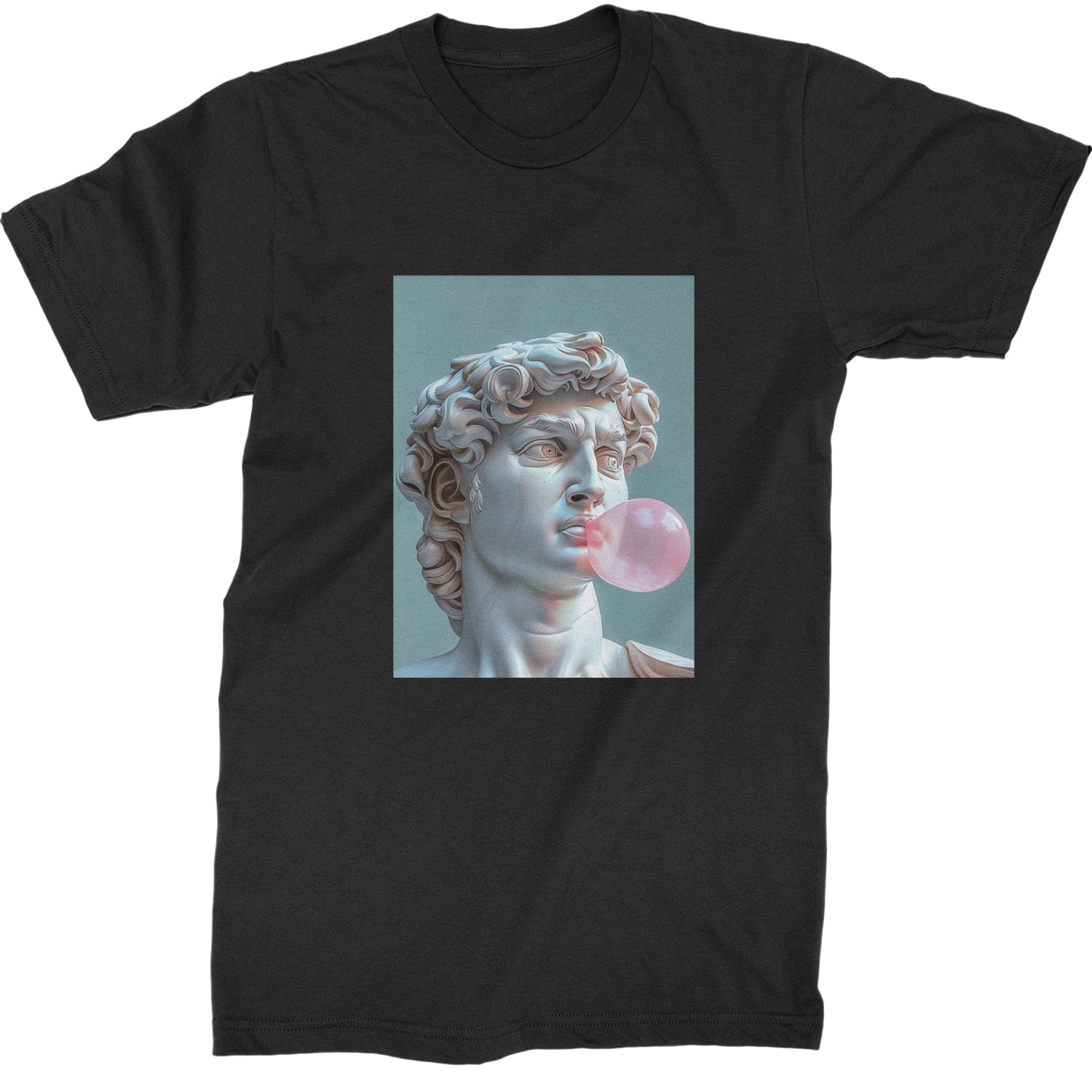 Michelangelo's David with Bubble Gum Contemporary Statue Art Mens T-shirt Black