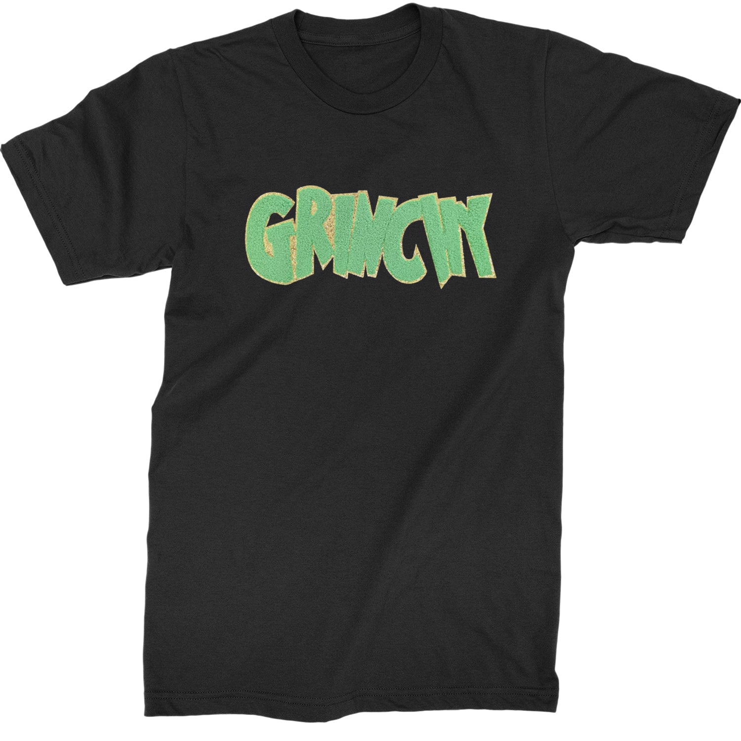 Green Gr-nchy Chenille Patch  Mens T-shirt Black