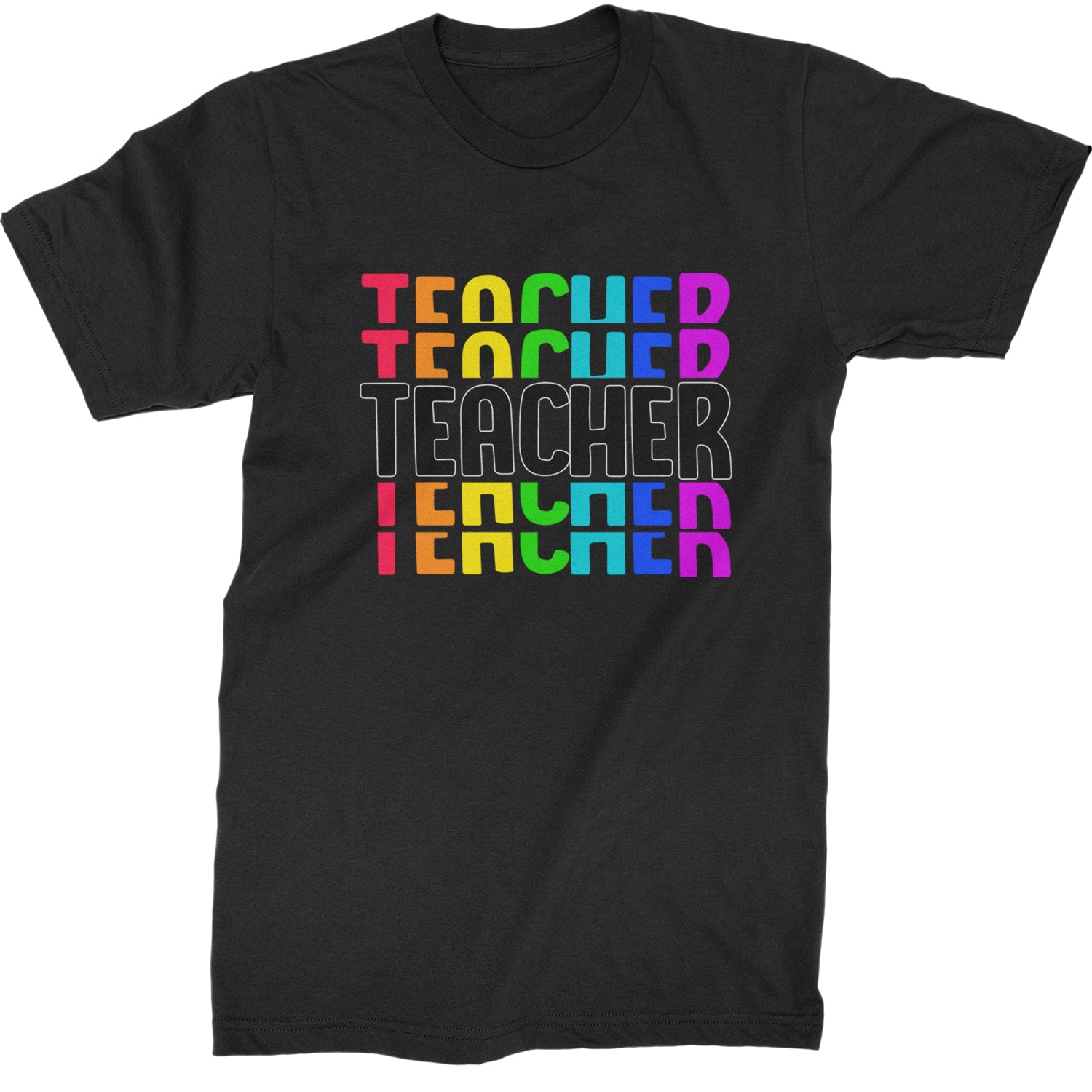 Teacher Repeated Rainbow Pattern  Mens T-shirt Black