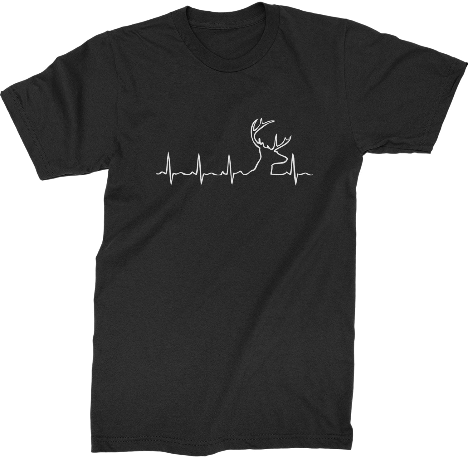 Hunting Heartbeat Deer Hunter Buck Stag Antlers  Mens T-shirt Black