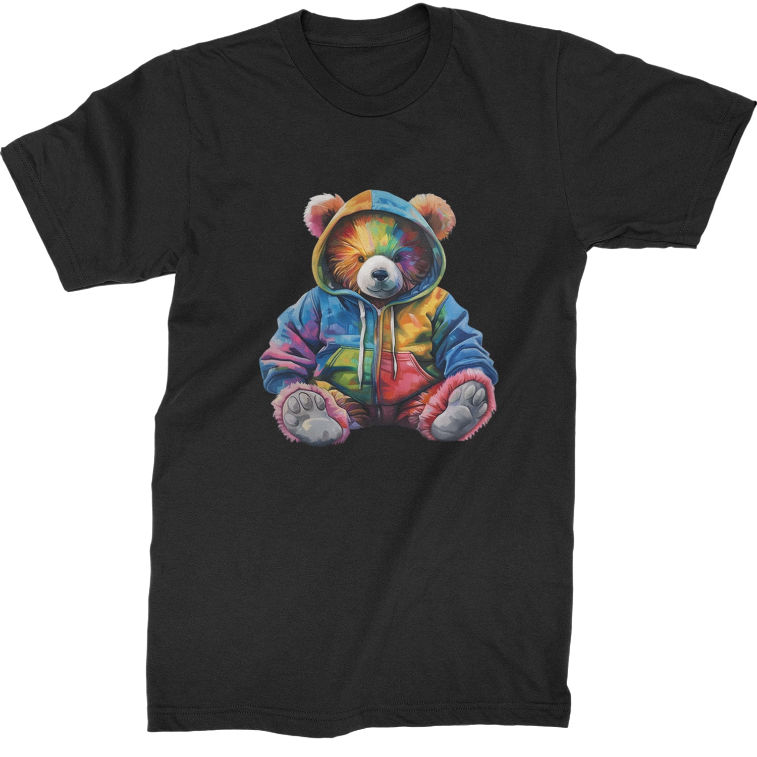 Rainbow Streetwear Urban Graffiti Bear  Mens T-shirt Black