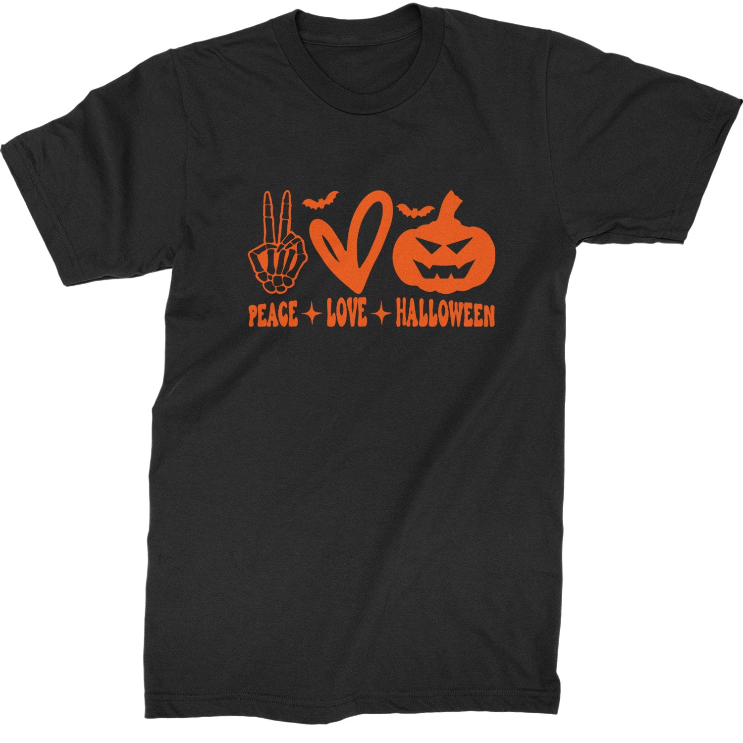 Peace, Love and Halloween Mens T-shirt Black