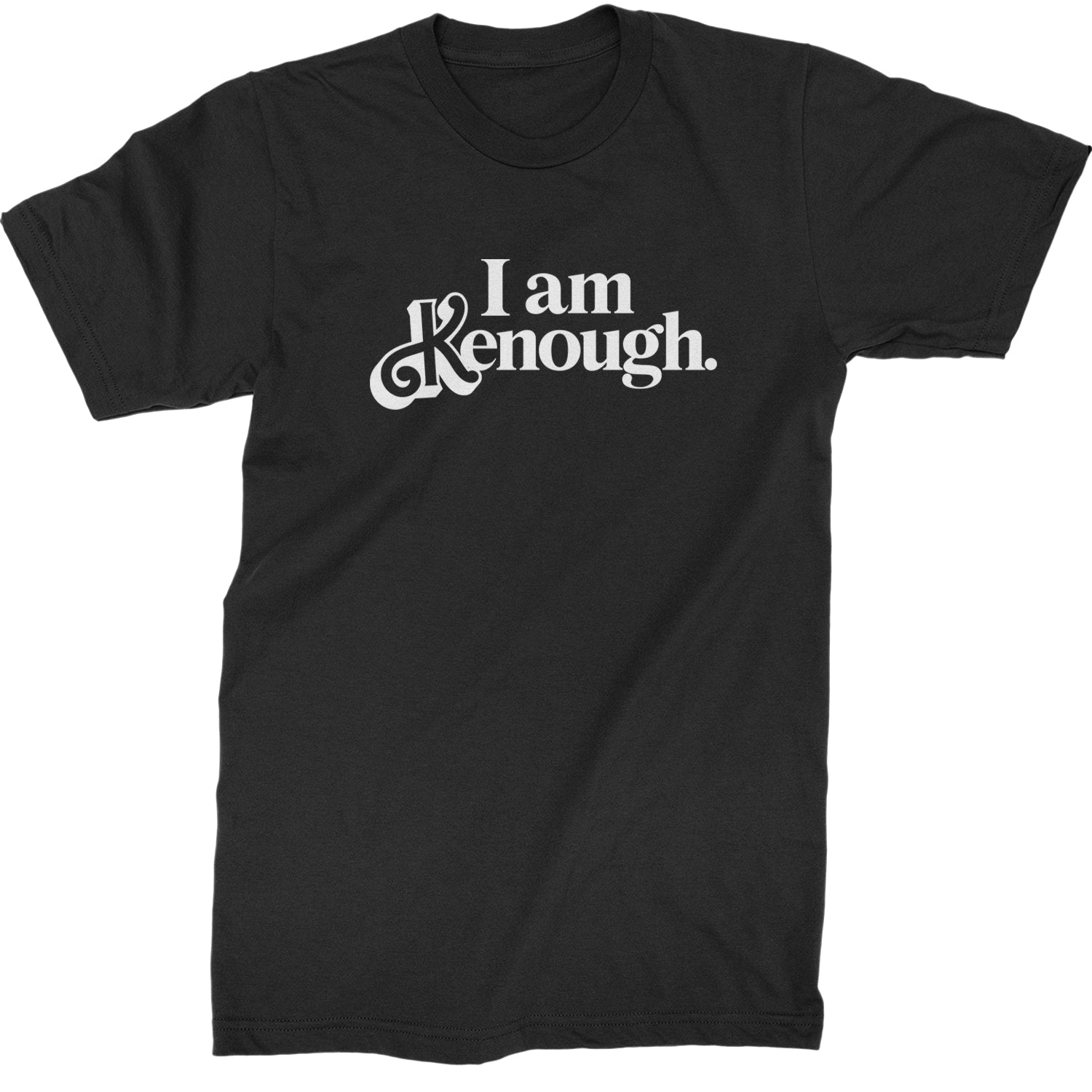 I Am Kenough White Print Mens T-shirt Black