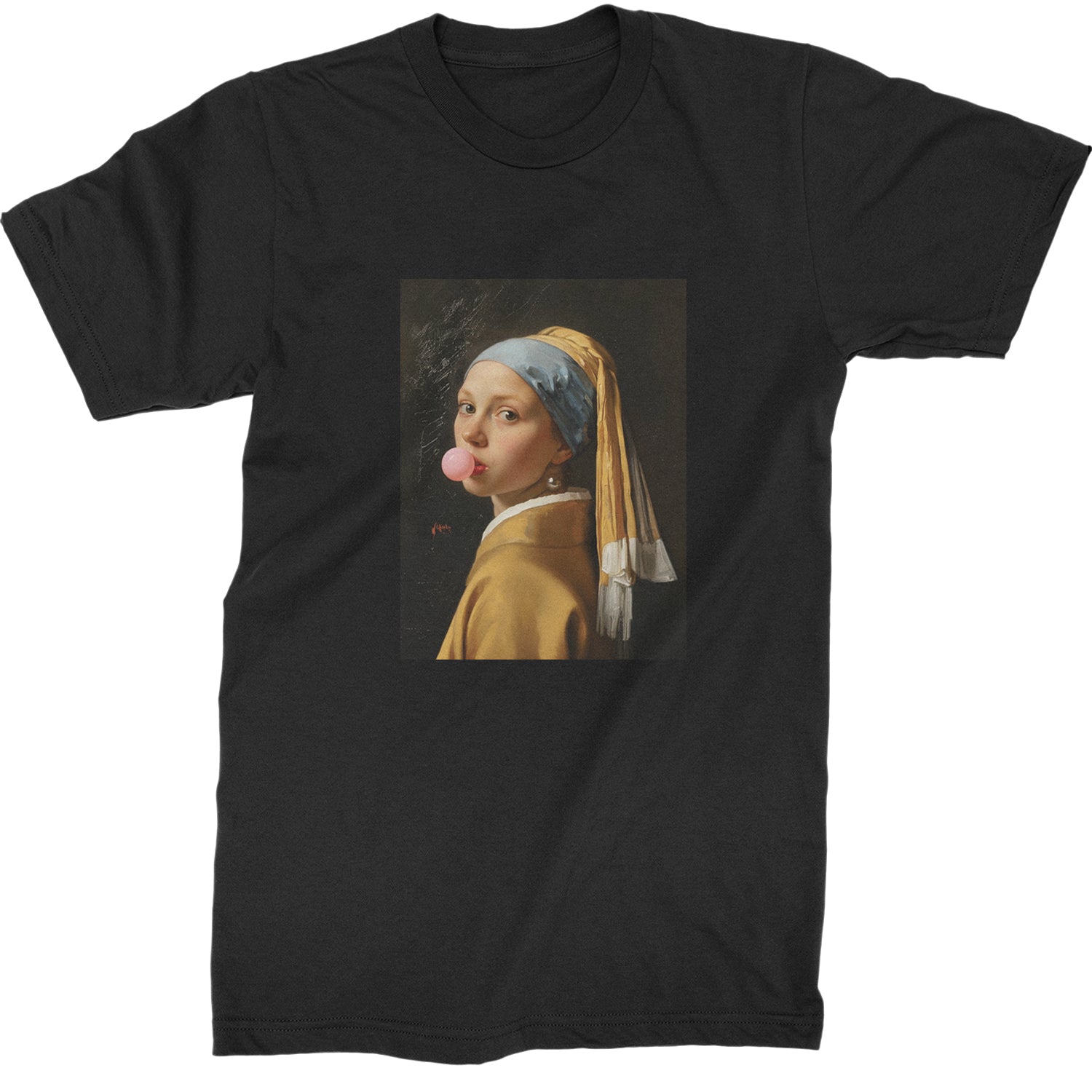 Girl with a Pearl Earring Bubble Gum Contemporary Art Mens T-shirt Tie-Dye Spider Pink