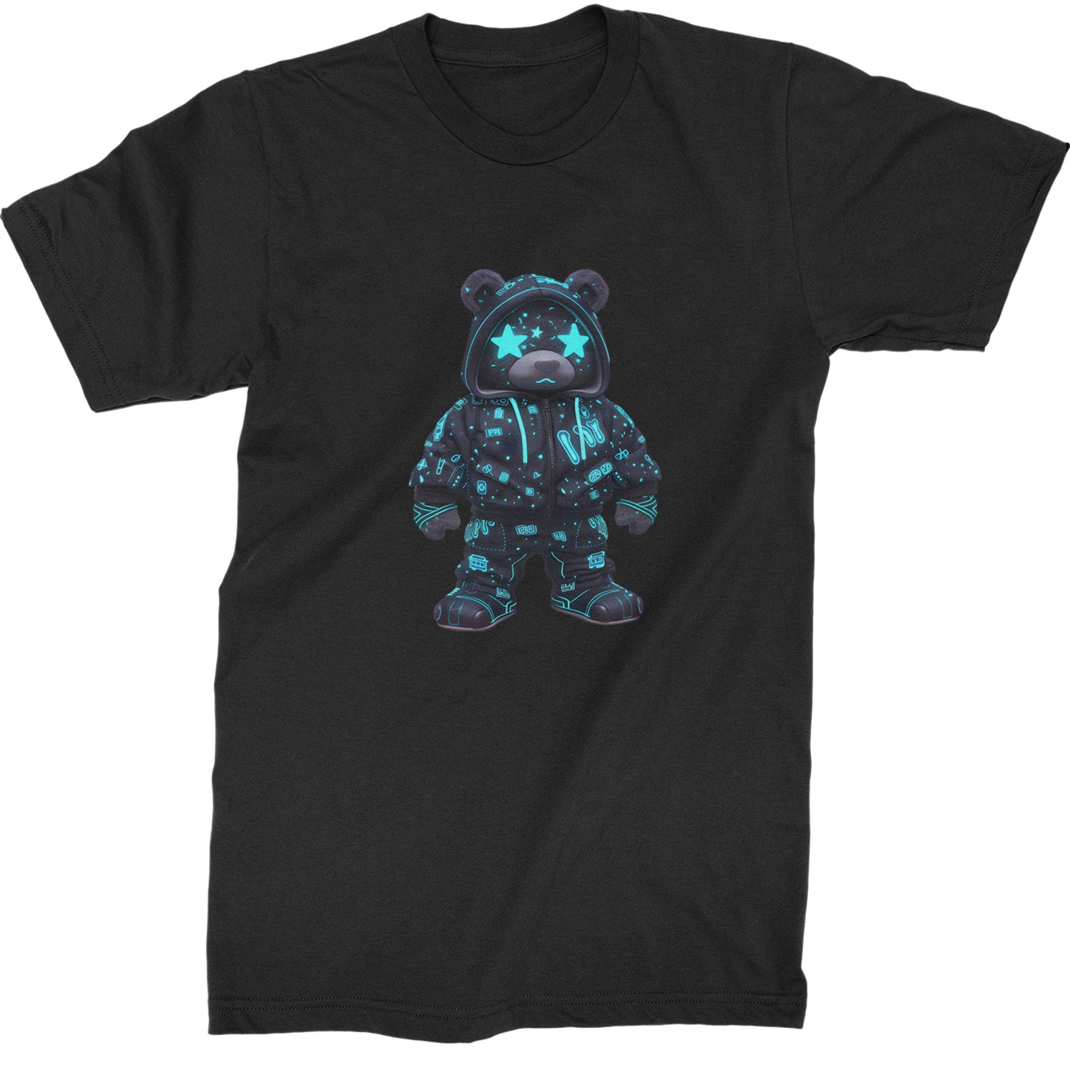 Starry Eyed Vaporwave Urban Graffiti Bear  Mens T-shirt Black