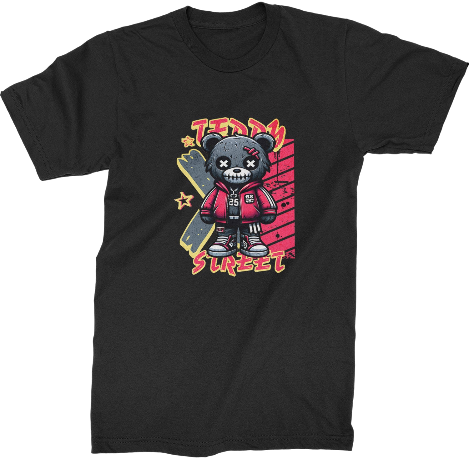 Teddy Attitude Urban Graffiti Bear  Mens T-shirt Black