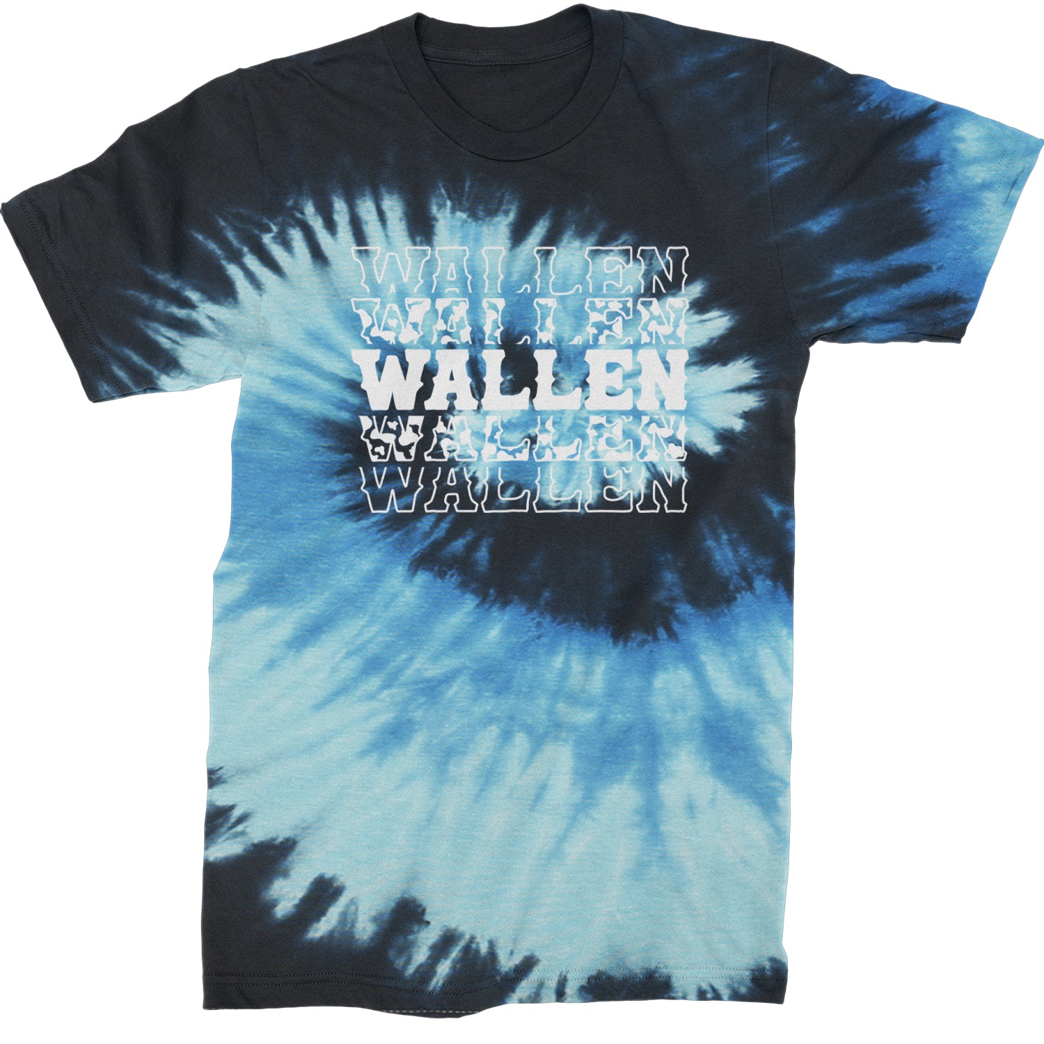 Wallen Country Music Western Mens T-shirt Tie-Dye Blue Ocean