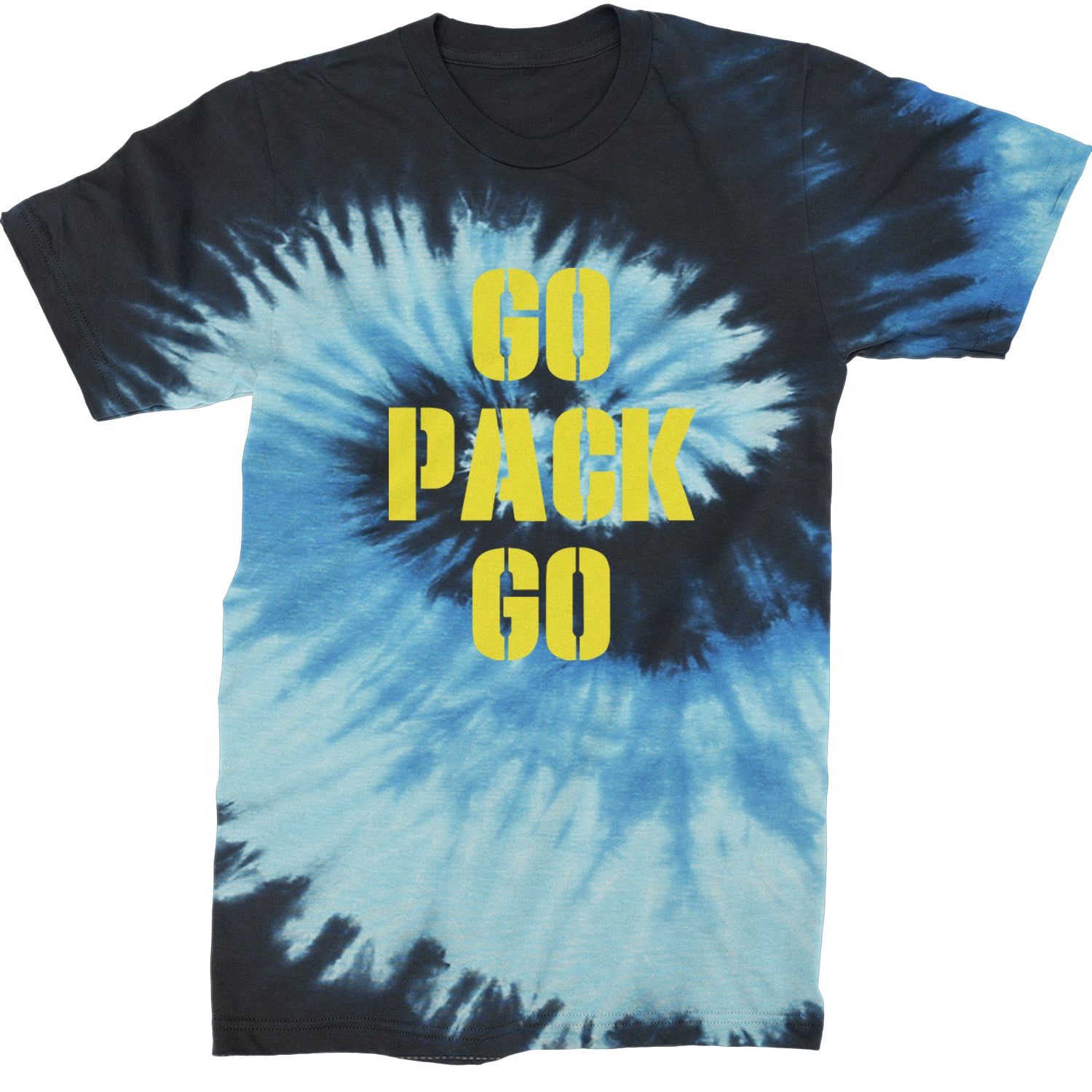 Go Pack Go Green Bay Mens T-shirt Tie-Dye Blue Ocean