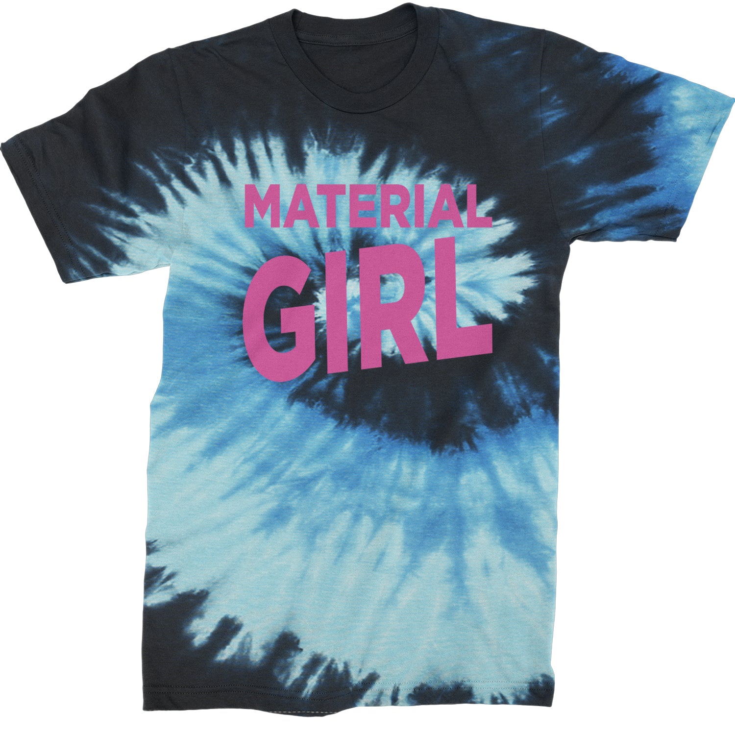 Material Girl 80's Retro Celebration Mens T-shirt Tie-Dye Blue Ocean