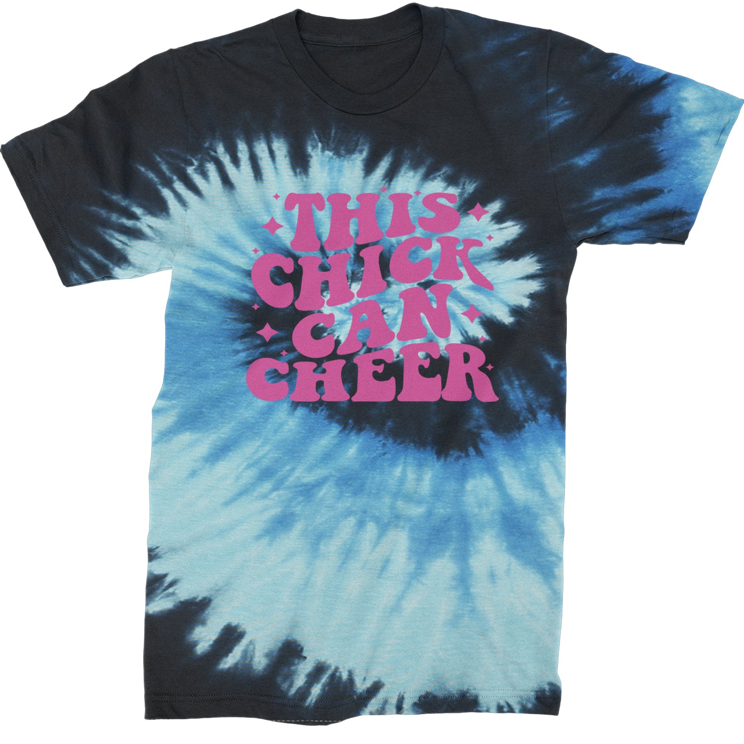 This Chick Can Cheer Mens T-shirt Tie-Dye Blue Ocean