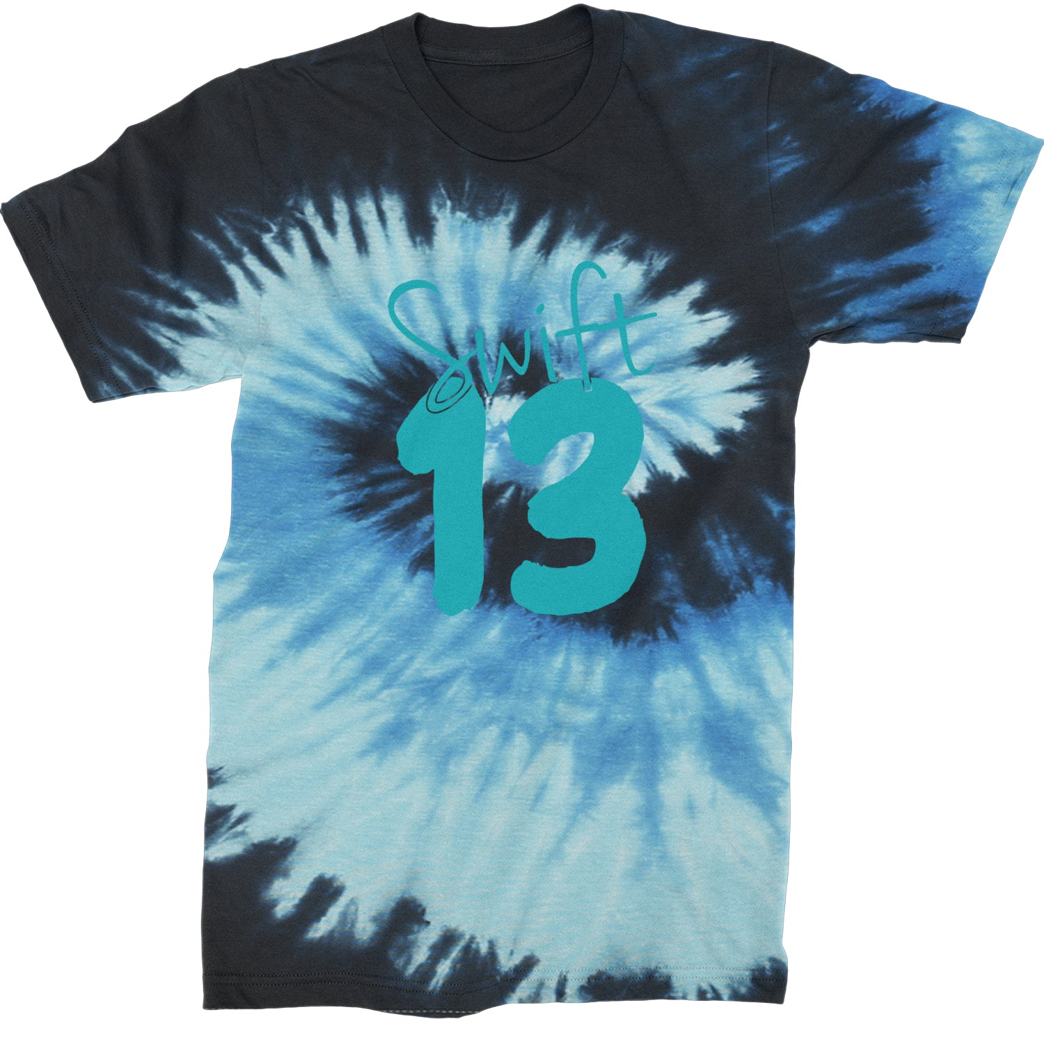 13 Swift 13 Lucky Number Era TTPD Mens T-shirt Tie-Dye Blue Ocean