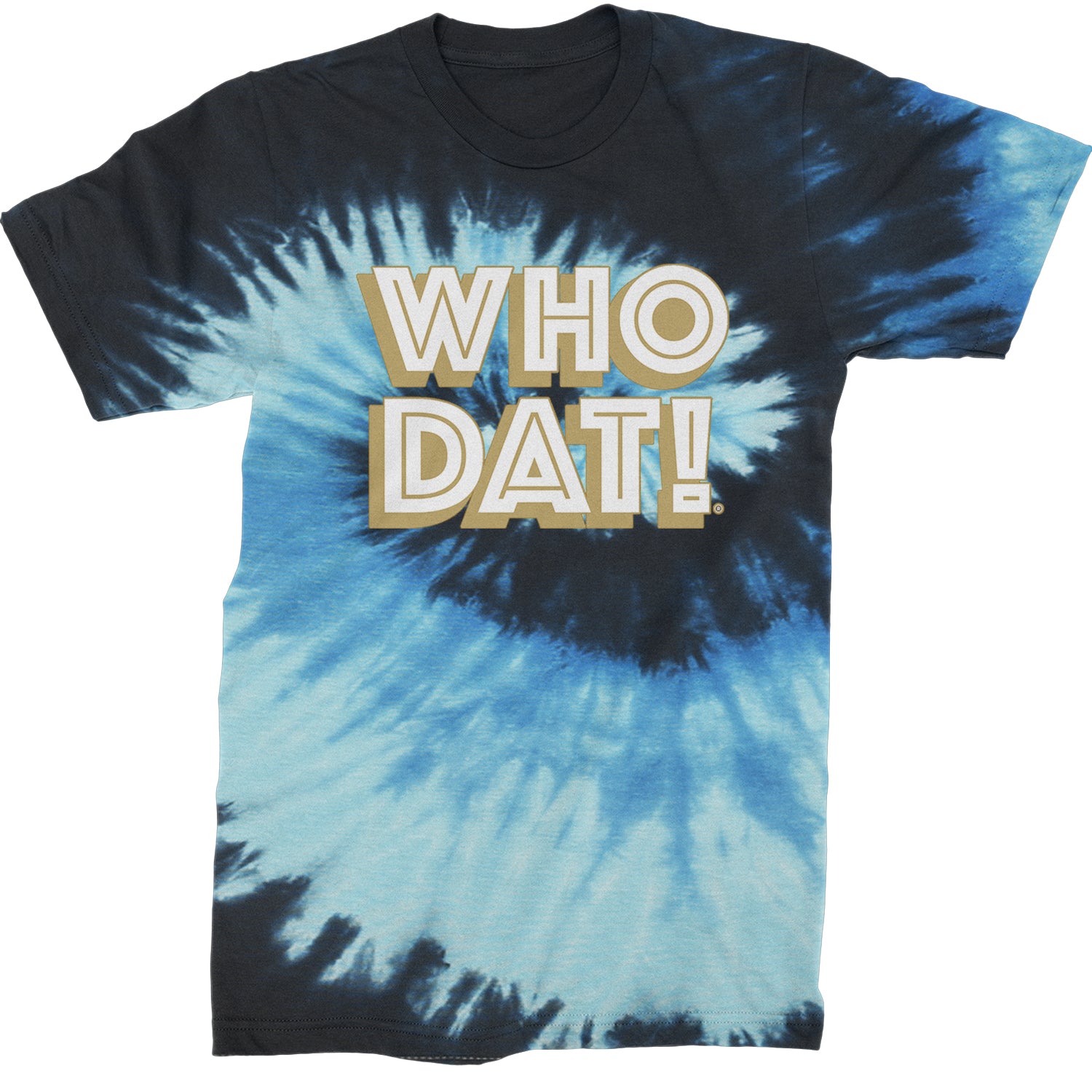 Who Dat Nation Big Bold New Orleans Mens T-shirt Tie-Dye Blue Ocean