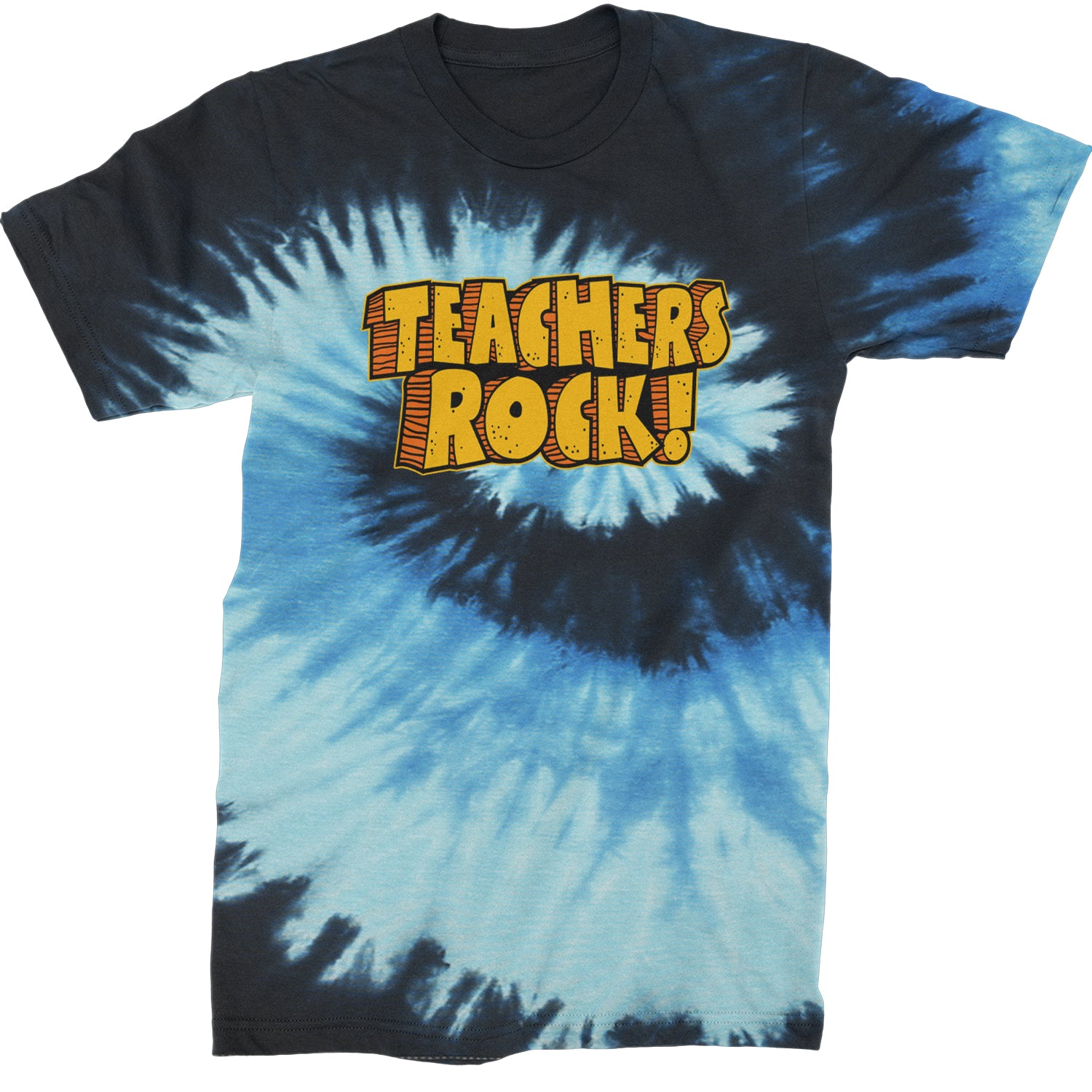 Teachers Rock Retro  Mens T-shirt Tie-Dye Blue Ocean