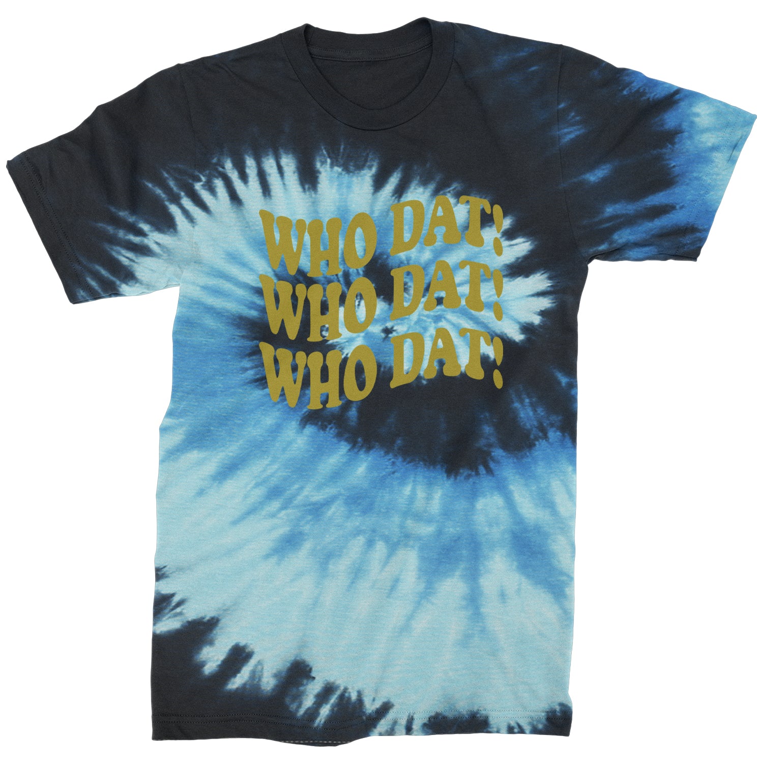 Who Dat Wavy Design Who Dat Nation Mens T-shirt Tie-Dye Blue Ocean