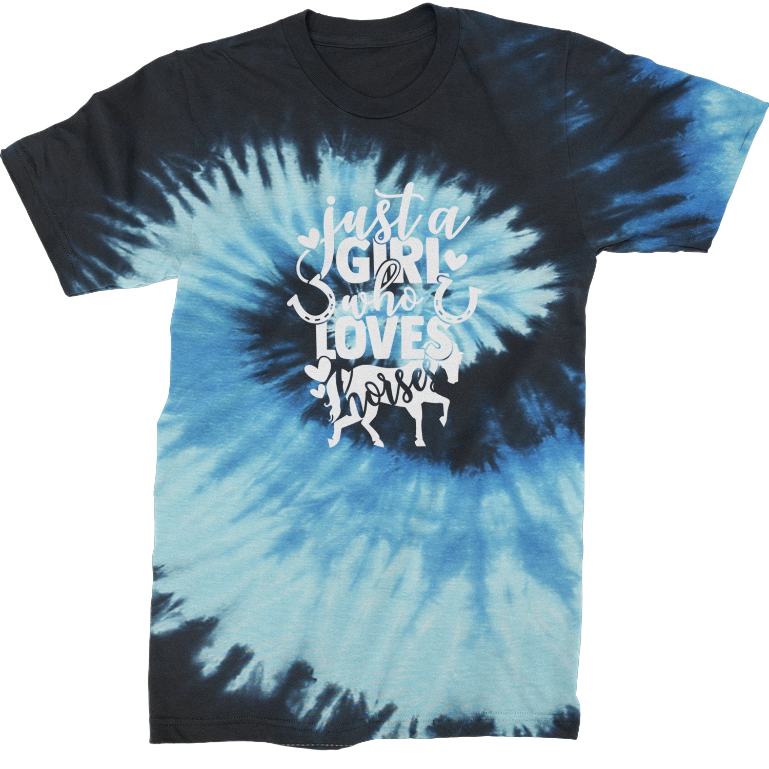 Just A Girl Who Loves Horses Mens T-shirt Tie-Dye Blue Ocean