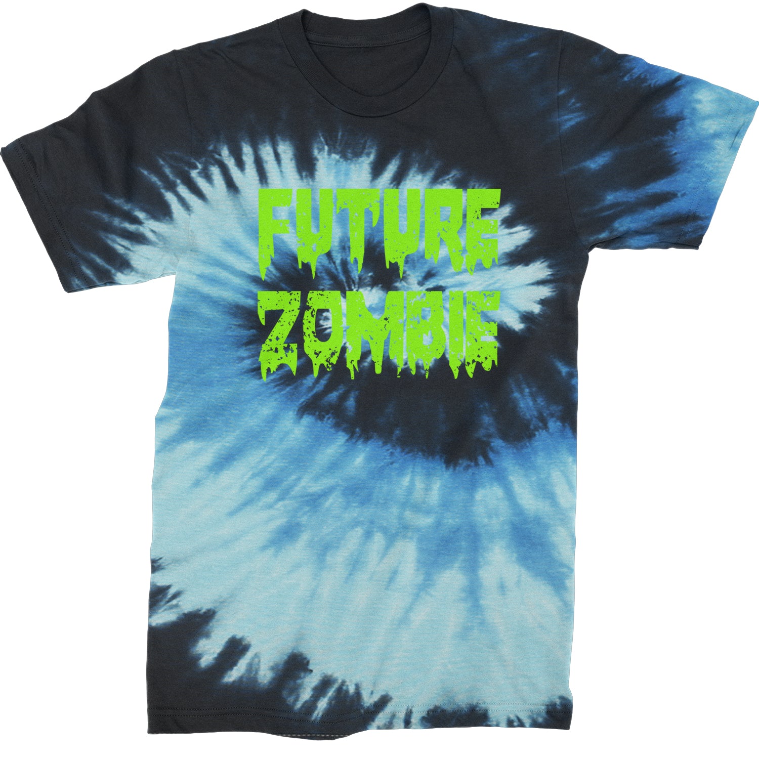 Future Zombie Horror Mens T-shirt Tie-Dye Blue Ocean