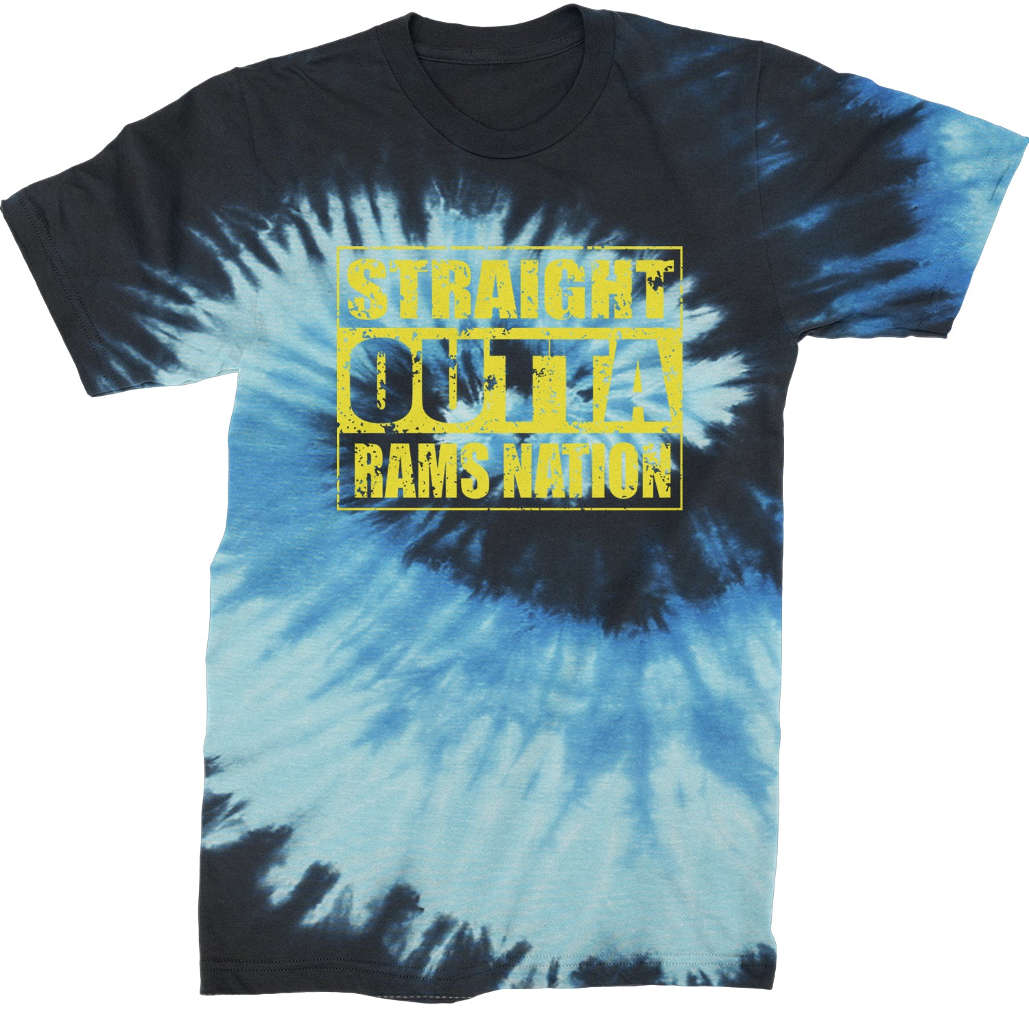 Straight Outta Rams Nation   Mens T-shirt Tie-Dye Blue Ocean