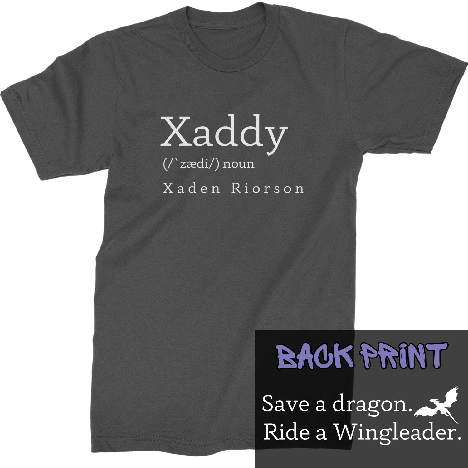 Xaddy Save A Dragon Ride A Wingleader Mens T-shirt Charcoal Grey