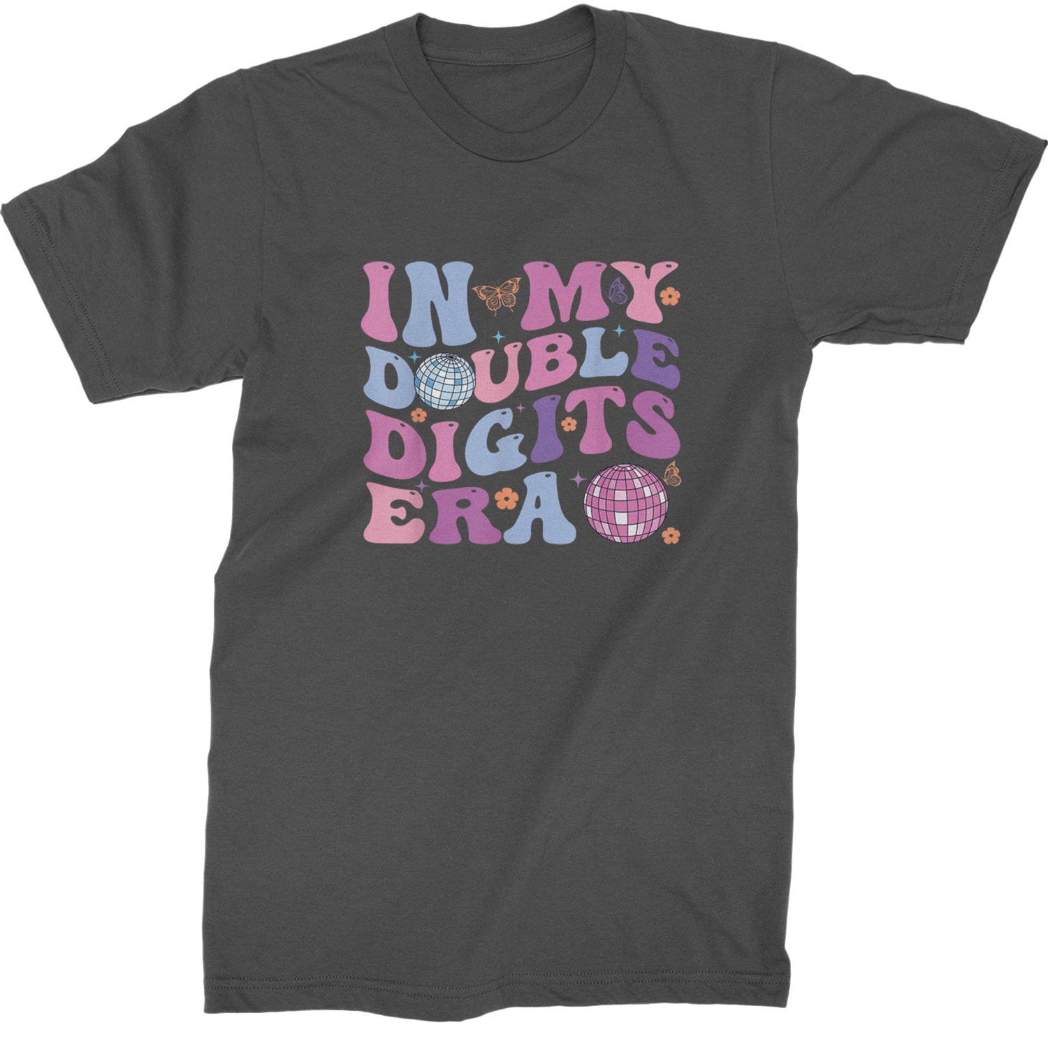 In My Double Digits Era Retro 10 Year Old 10th Birthday Mens T-shirt Charcoal Grey