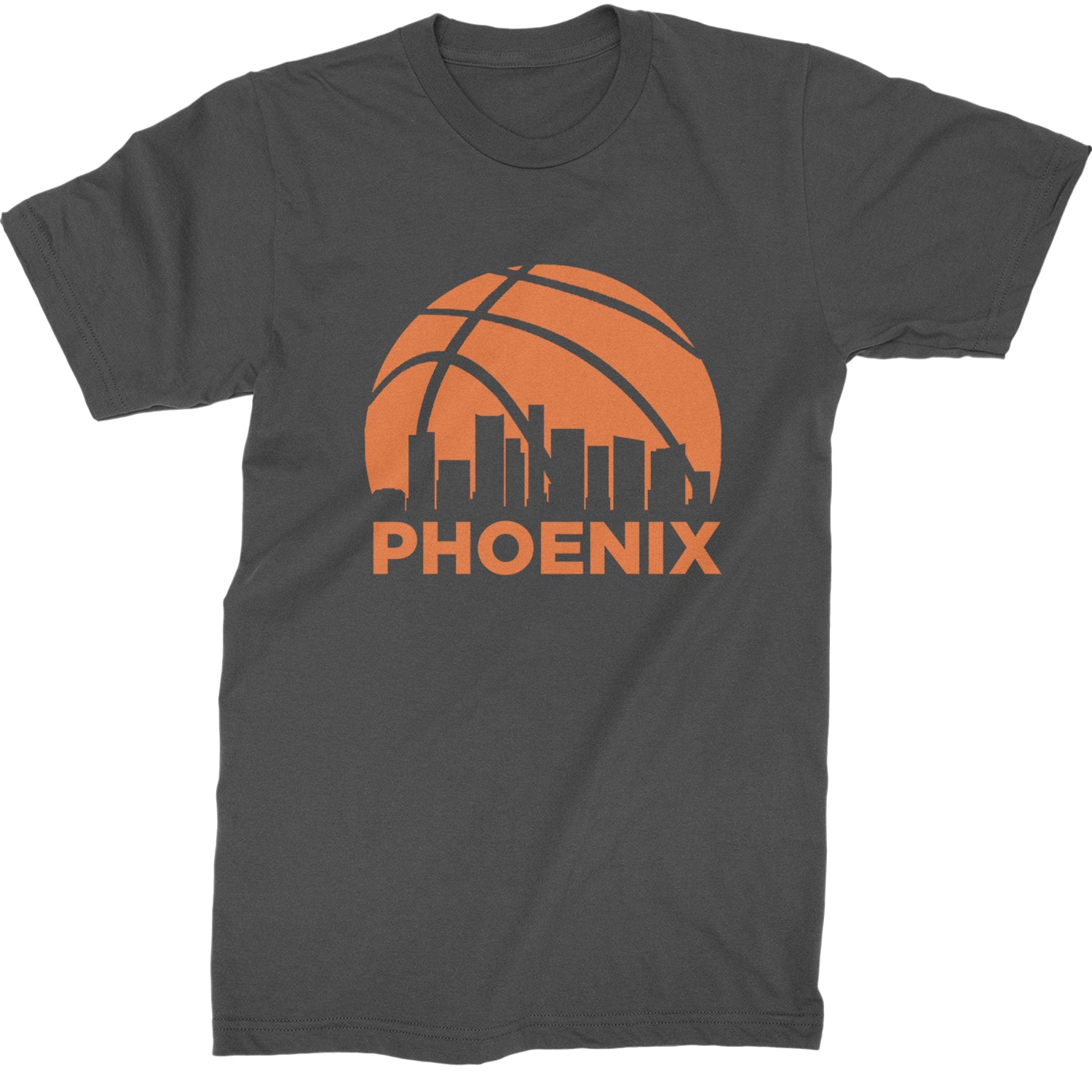 Phoenix Basketball Sunset City Skyline Mens T-shirt Charcoal Grey