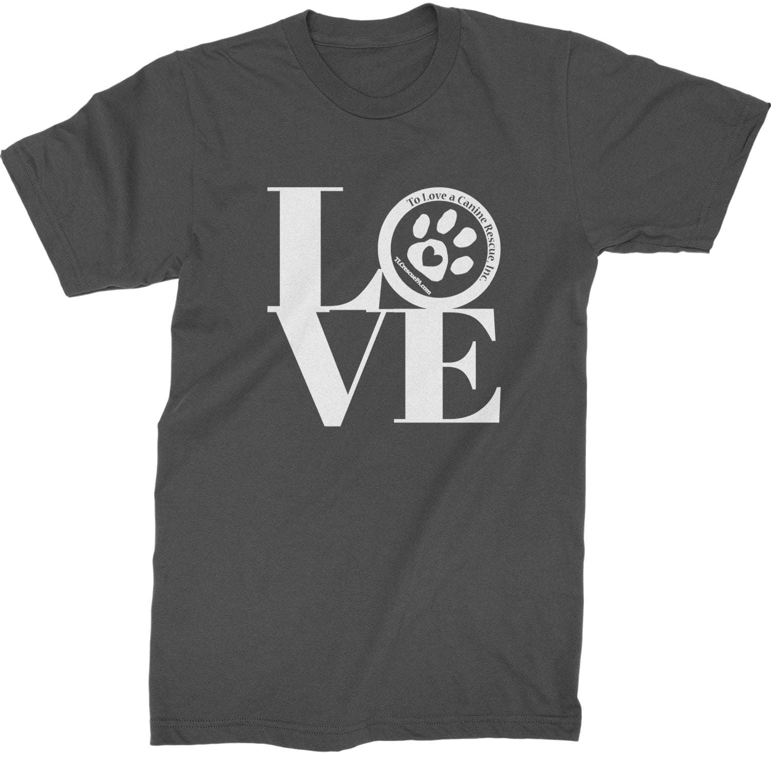 TLC LOVE Dog Rescue Mens T-shirt Charcoal Grey