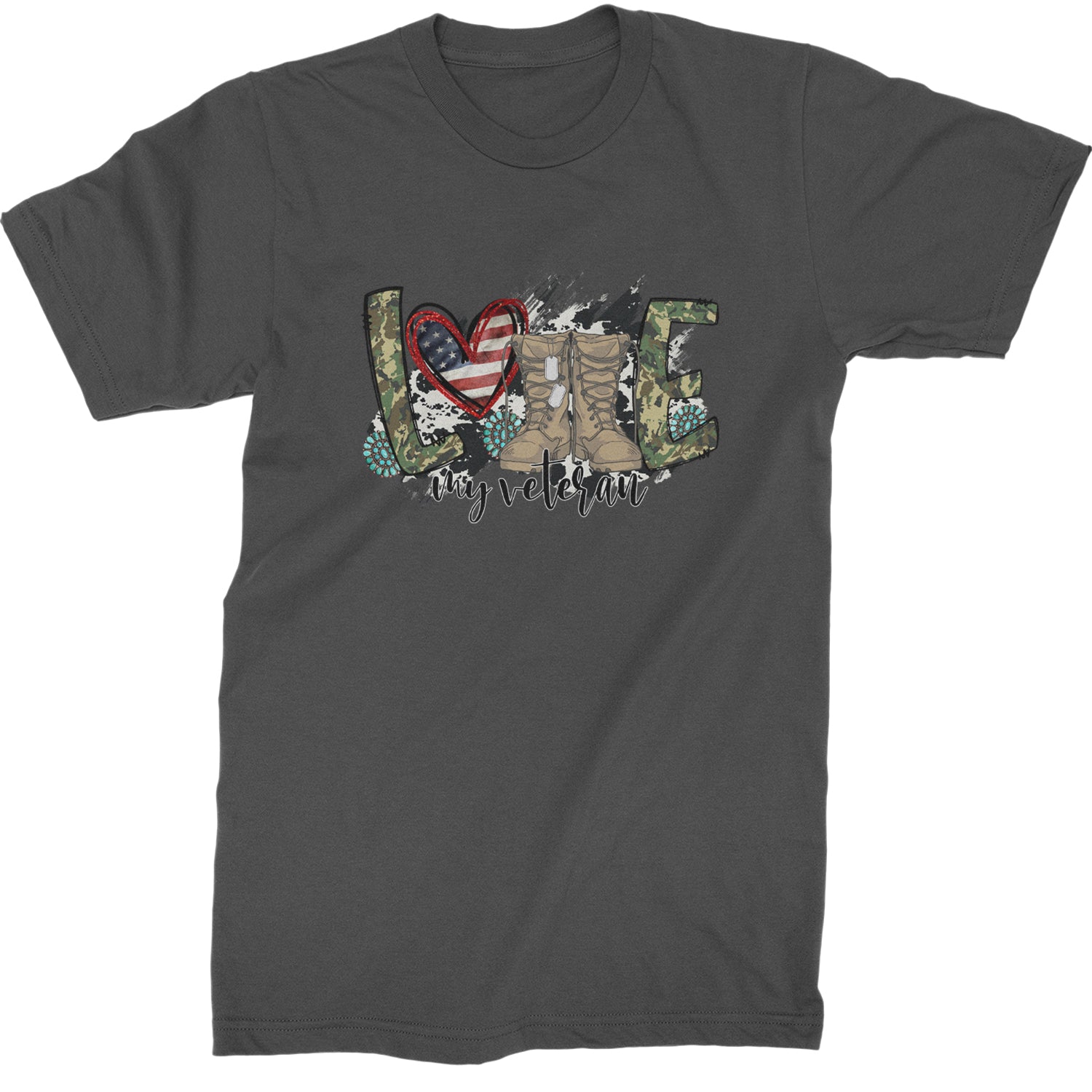 Love My Veteran Honor Veterans Day  Mens T-shirt Charcoal Grey