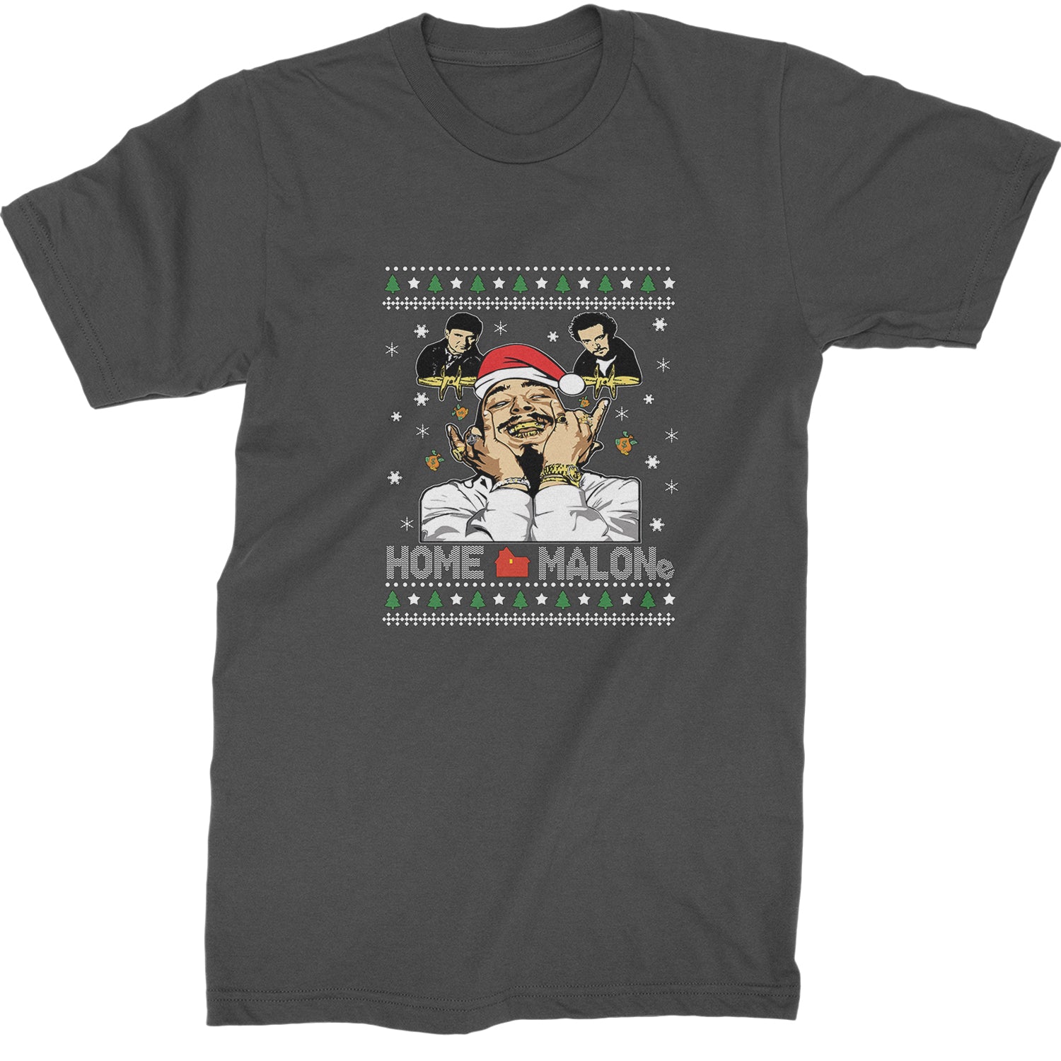 Home Malone Ugly Christmas  Mens T-shirt Charcoal Grey