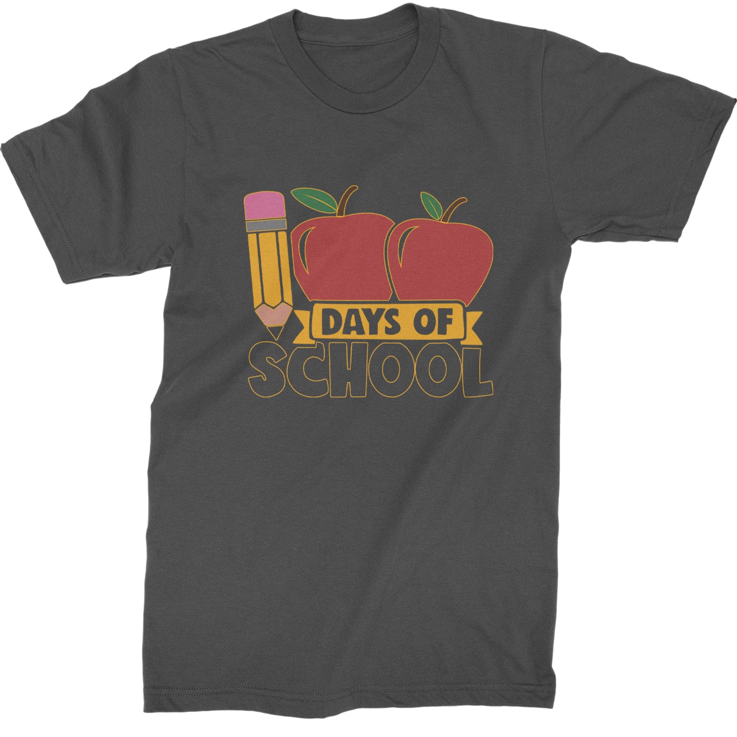 100 Days Of School Apple Pencil  Mens T-shirt Charcoal Grey