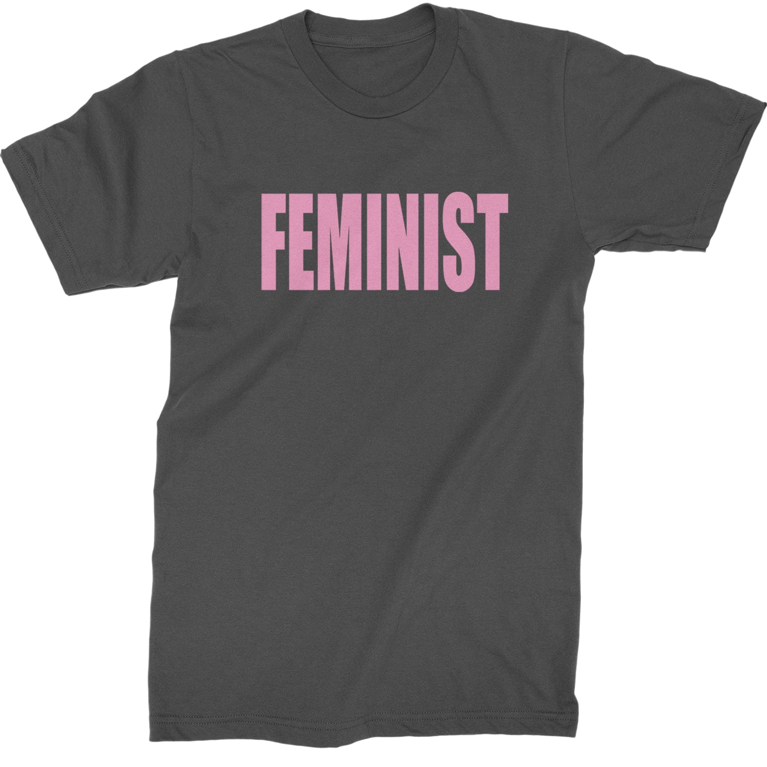 Feminist (Pink Print) Mens T-shirt Charcoal Grey