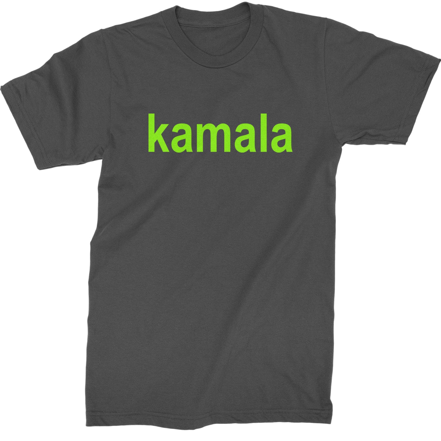 Kamala Bright Green Brat Coconut Tree Mens T-shirt Charcoal Grey