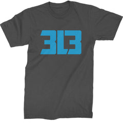 3L3 From The 313 Detroit Football Mens T-shirt Charcoal Grey