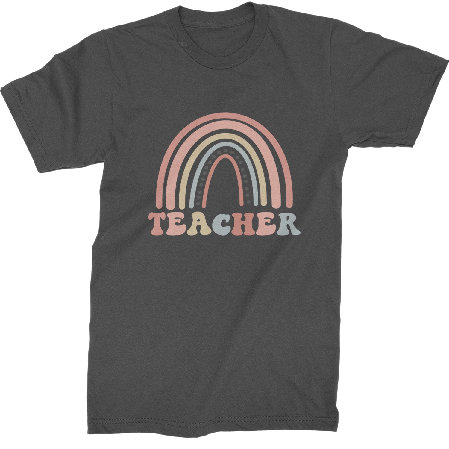 Teacher Pastel Rainbow  Mens T-shirt Charcoal Grey