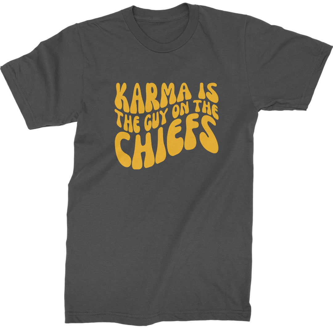 Karma Is The Guy On The Chiefs Boyfriend Mens T-shirt Charcoal Grey