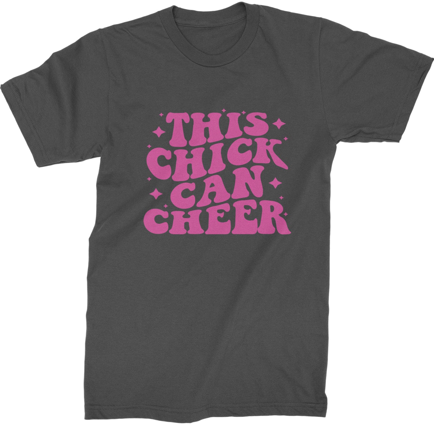 This Chick Can Cheer Mens T-shirt Charcoal Grey