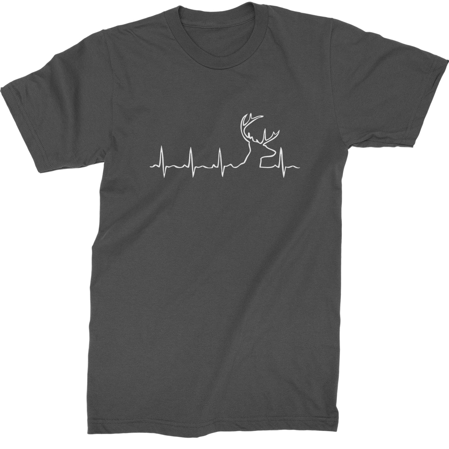 Hunting Heartbeat Deer Hunter Buck Stag Antlers  Mens T-shirt Charcoal Grey